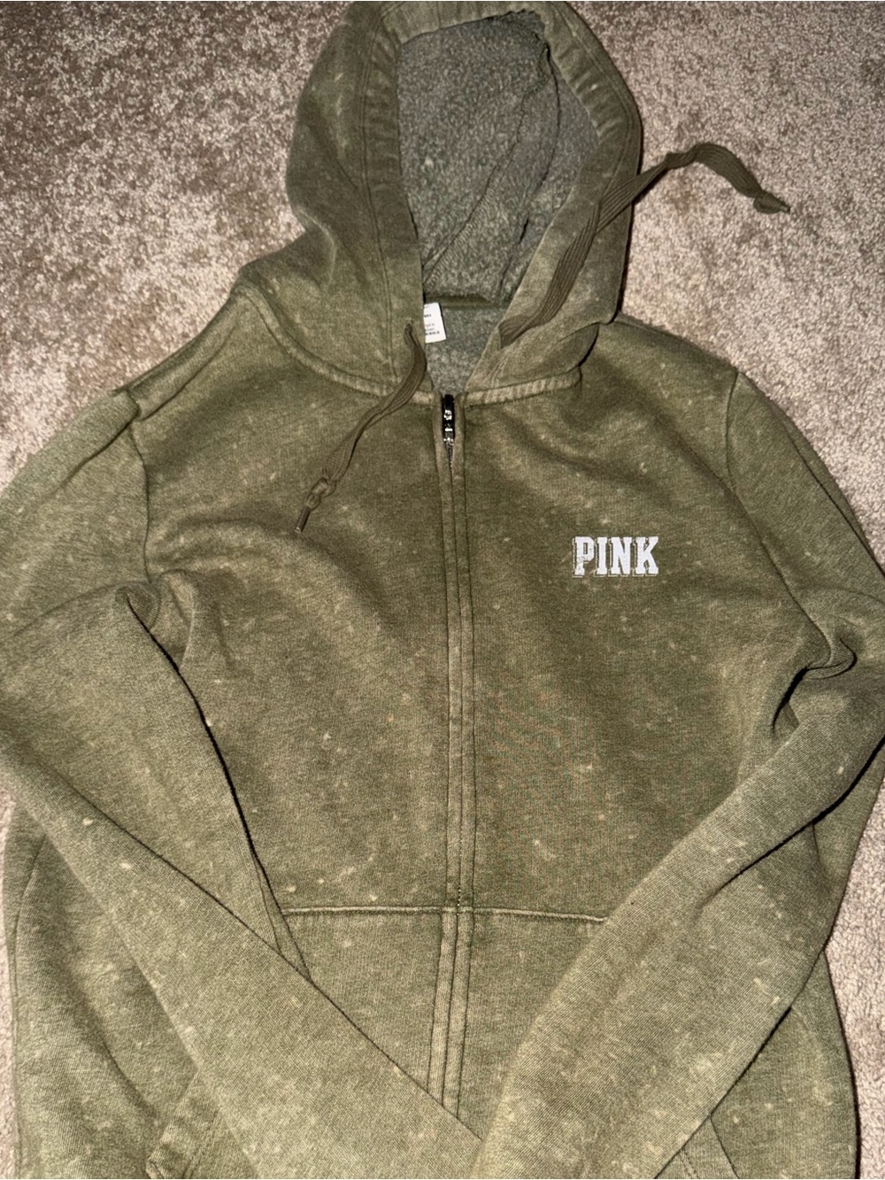PINK Victoria's Secret Olive Green Full-Zip Hoodie